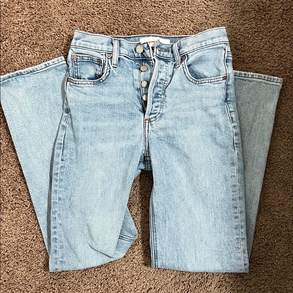 Denim Forum Arlo High Rise Straight Leg Light Wash Jeans Size 25
